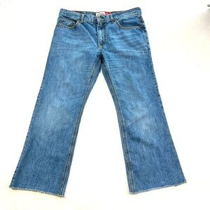 AEROPOSTAL Mens Jeans Drigs Slim Boot Cut‎ Size 36X32 (Actual 37x29) Frayed Hem